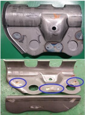 一般抵抗溶接機による製品の溶接加工では、溶接強度の不安定さと溶接部表面の焼けが課題…